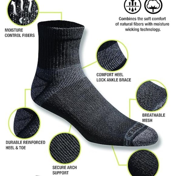 Eddie Bauer - Large - Mens Socks 6-Pair, Quarter Socks, Black, open never used - Picture 4 of 12